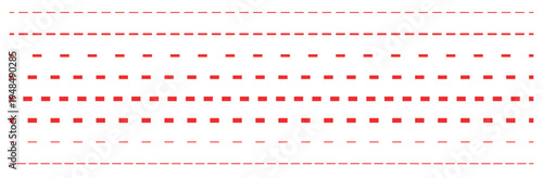Red dotted line set collection isolated. 