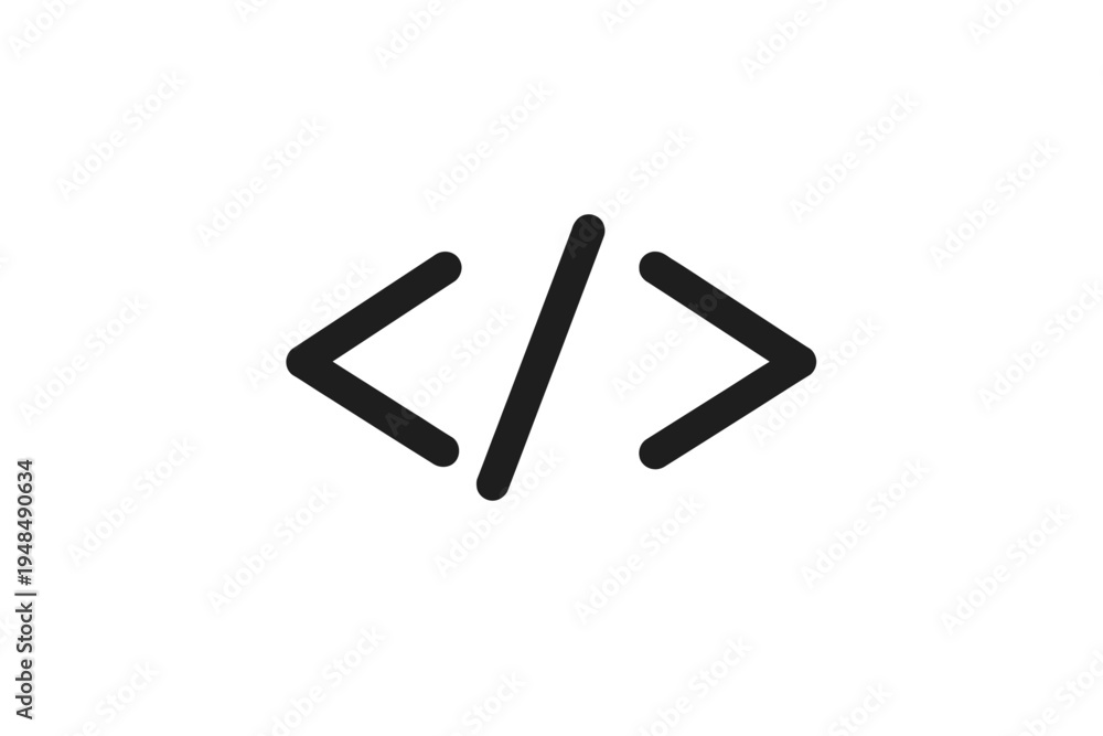 Fototapeta premium Clean Minimalist Code Icon Vector Graphic Representing Software Development, Web Programming, Source Code, and Digital Technology, Ideal for Modern UI/UX Designs, Developer Tools, and Innovative IT So