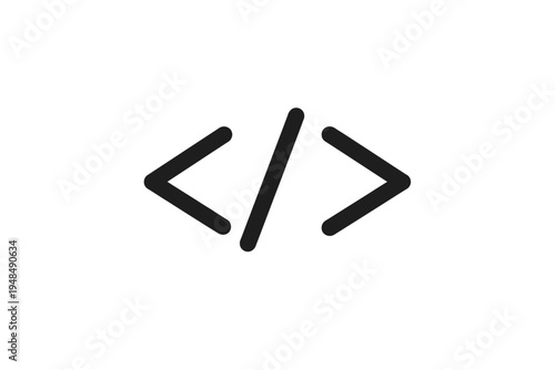 Clean Minimalist Code Icon Vector Graphic Representing Software Development, Web Programming, Source Code, and Digital Technology, Ideal for Modern UI/UX Designs, Developer Tools, and Innovative IT So