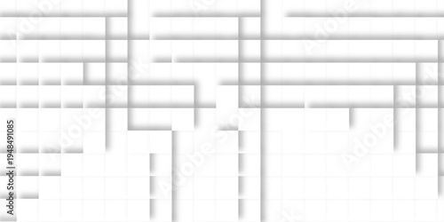 Abstract White Grid Maze Background With Geometric Minimal Design and Soft Shadows.