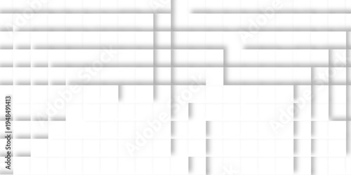 Abstract White Grid Maze Background With Geometric Minimal Design and Soft Shadows.