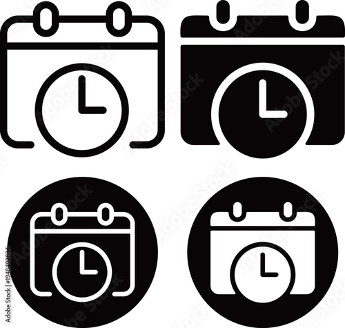 カレンダー　時計　アイコンセット