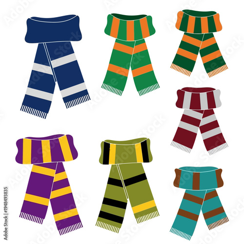 Collection of Striped Scarves in Various Colors