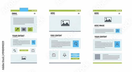 Clean Mobile App Wireframe Layouts for Email and Content Design