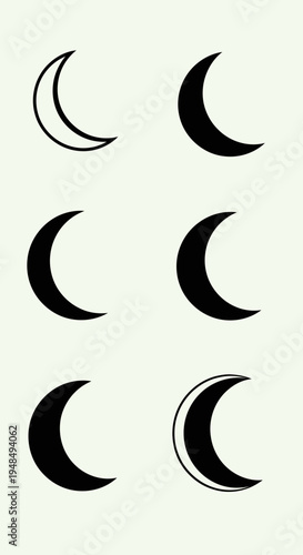 Crescent Moon Icons: Phases and Styles