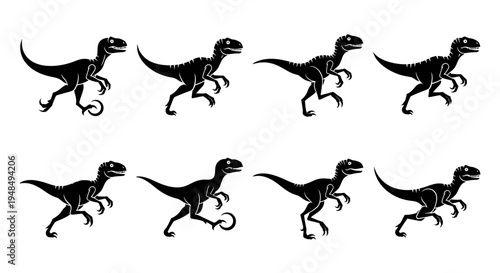 Dinosaur Animation Sequence - Velociraptor Silhouette Walking Cycle