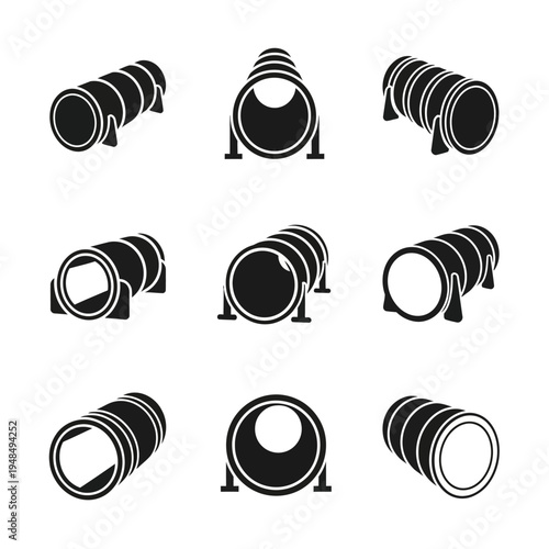 Dog Agility Tunnel Icons - Set of 9 Variations