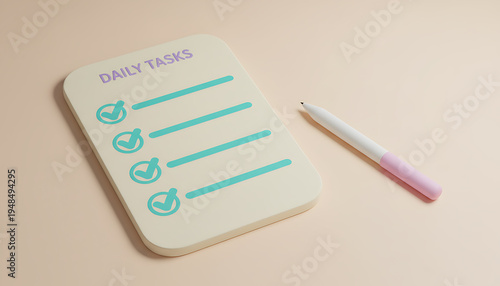 Daily tasks checklist with pen and checkmarks to do list