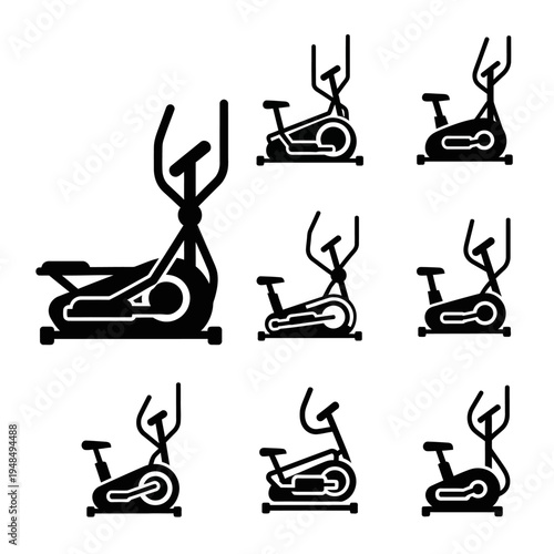Elliptical Machine Icons Set