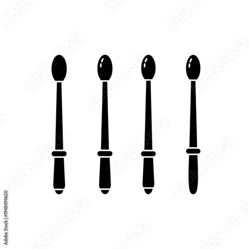 Four Drumsticks Lined Up, Minimalist Black and White Icon