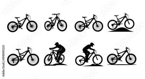 Mountain Bike Silhouette Collection: Rider Action & Cycles
