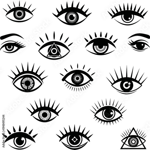 Mysterious Eyes Collection: All-Seeing Eye, Third Eye, Symbols, Icons