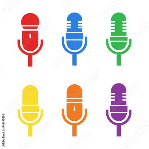 Rainbow Microphones Set - Diverse Sound Recording Icons