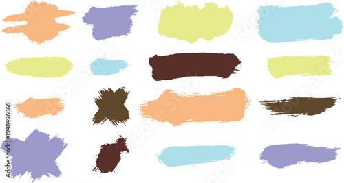 Color swatches and brush strokes on white background