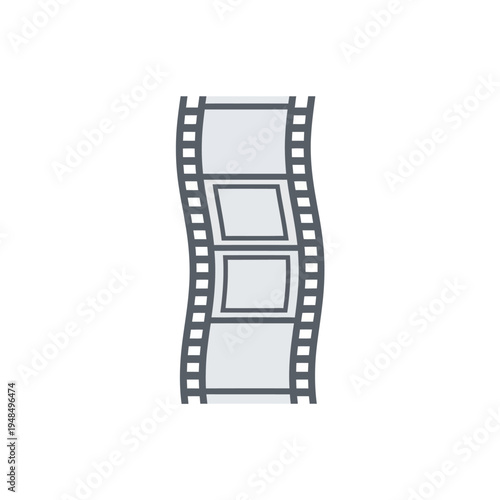 Waving Film Reel Icon with Perforations and Frames