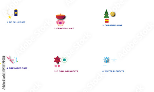 Diverse Holiday Celebration Cultural Icon Set Design Elements Vector Collection
