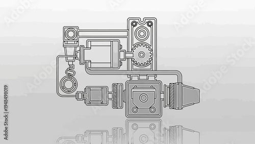 Mechanical Diagram of Complex Hydraulic System.