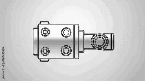 Hydraulic Cylinder Mechanical Component Illustration.