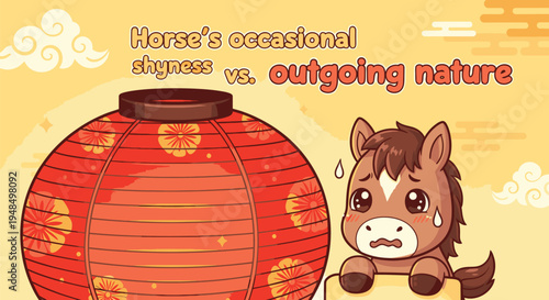 Sad Cartoon Horse Next to Lantern.