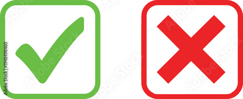 Visual representation of correct and incorrect indicators using check and cross marks Vector