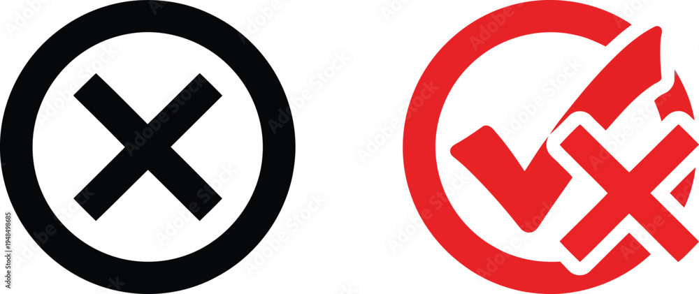 Obraz premium Contrast between incorrect and correct validation symbols with checkmark and cross Vector
