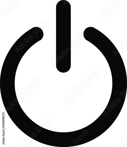 A classic black and white power button icon indicating an on or off state Vector