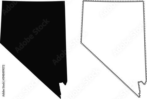 Contrast map depicting two u.s. state shapes side by side for comparison Vector