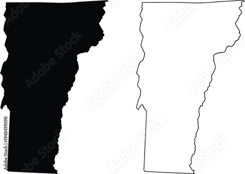 Comparison of vermont's filled and outlined map representations Vector