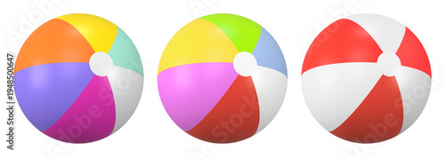PNG Colorful inflatable beach balls on transparent background