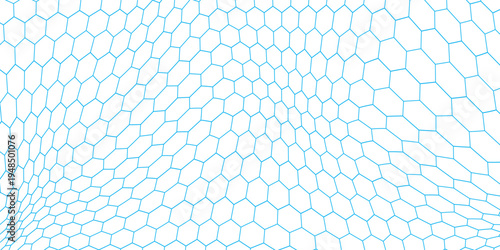 Fishing or soccer net. Repeated hexagon pattern. Black wired mesh texture isolated on white background. Metallic or fabric fence, cage or lattice structure. Vector graphic Illustration.
