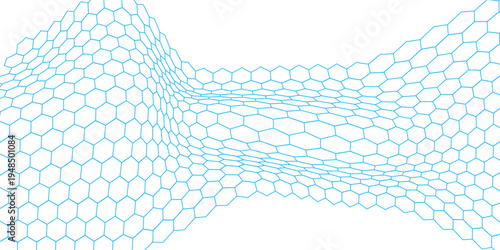 Fishing or soccer net. Repeated hexagon pattern. Black wired mesh texture isolated on white background. Metallic or fabric fence, cage or lattice structure. Vector graphic Illustration.