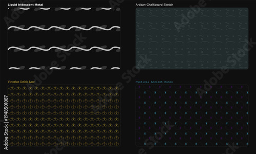 Four Diverse Abstract Patterns Collection: Modern Graphic Design Backgrounds and Textures.