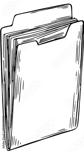 Folder with sheets of paper inside.