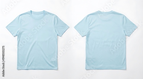 Light blue short-sleeved t-shirt front and back view