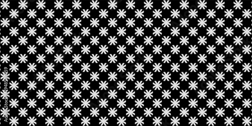 Abstract white asterisk stars scattered on black background. Seamless minimal pattern with playful random composition and high contrast. Modern decorative texture