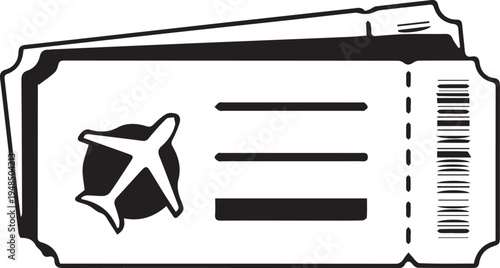 Boarding Pass Ticket Icon Isolated on White Minimalist Travel Flight Document