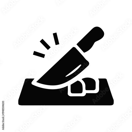 Cutting food with knife icon black silhouette vector illustration