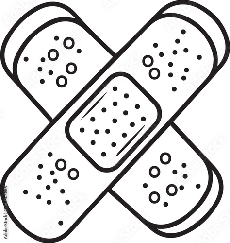 Crossed Bandages Medical First Aid Icon Isolated White Background Vector Illustration