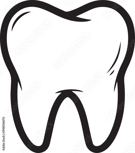 Dental care tooth icon isolated white background black outline health symbol