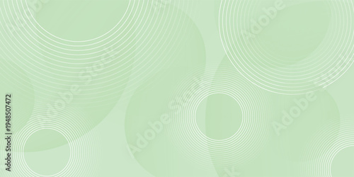 Minimalist soft Abstract Background in Gradient green and white Tones with Circles. Circle effect style geometric, abstract background.