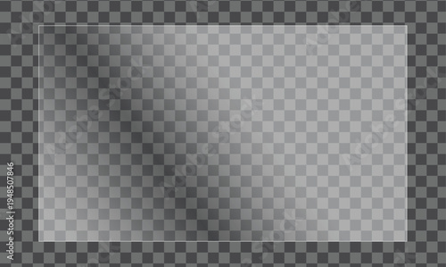 Transparent Rectangle Glass: A seamless, transparent rectangular glass object, perfectly rendered with realistic lighting and subtle highlights, ideal for design elements.