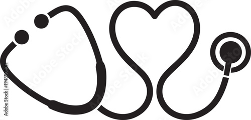 Heart-Shaped Stethoscope: An abstract representation of a stethoscope forming a heart shape, symbolizing compassion, care, and the art of healing. 