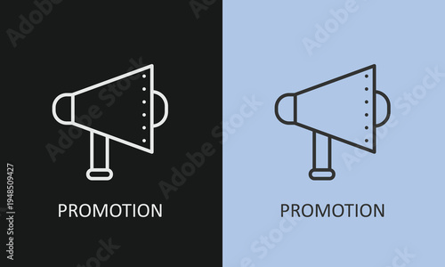 Business Promotion and Megaphone Line Icon, Professional Marketing Announcement, Public Relations Advertising, and Sales Communication Vector Illustration, Modern Brand Awareness Design.