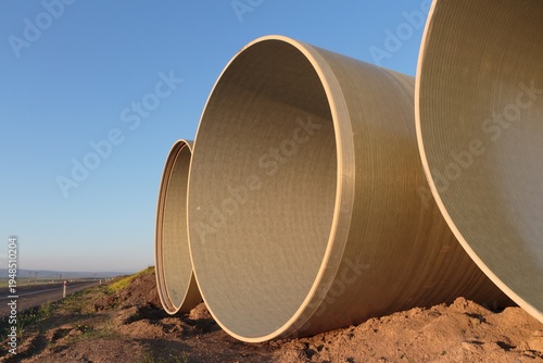 Large industrial pipes for infrastructure development project