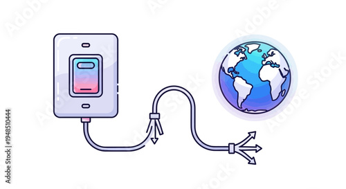Vector illustration of a light switch connected to a globe symbolizing Earth Hour climate action for sustainability and eco-friendly living