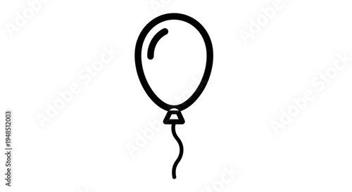 A simple black line drawing of a balloon floating in air