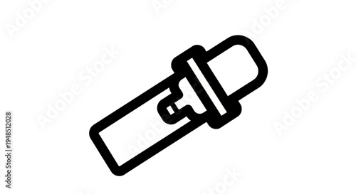 Black line drawing of a cylindrical object with a clip