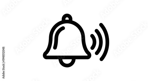 A black line drawing of a ringing bell icon
