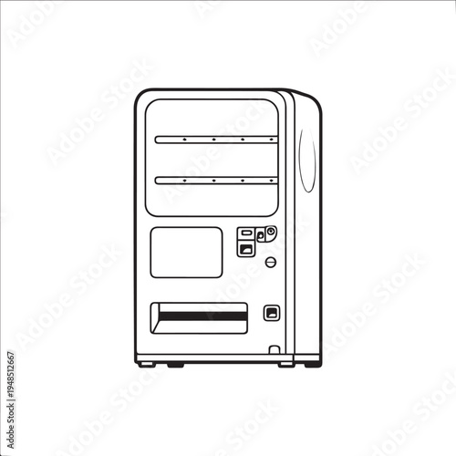 Japanese vending machine icon isolated white background black outline minimal design