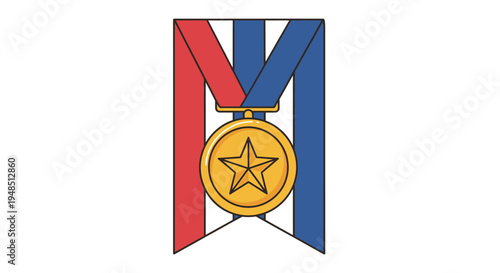Illustration of a medal on a ribbon for Day of the Veterans